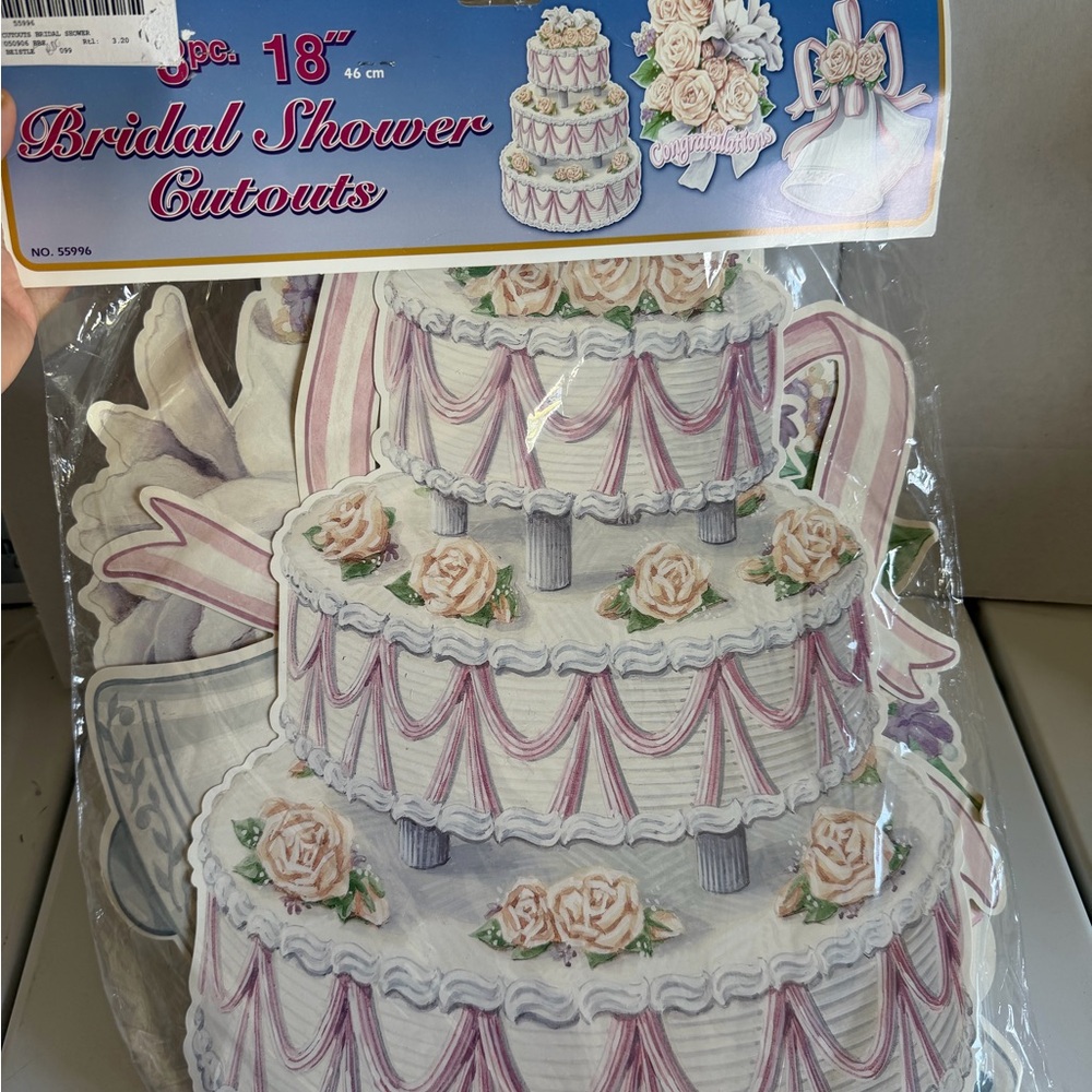 Bridal Shower Cake Cutouts - White & Pink Decorative Party Cutouts